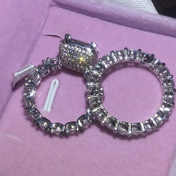 (5/6/7/8/9/10) 925 silver engagement ring set - Picture 2 of 4